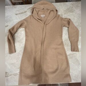 Nanette Lepore 100% Cashmere Hooded Cardigan Sweater Beige Size Small